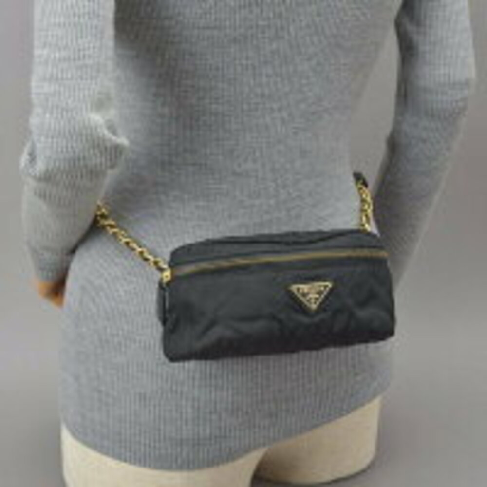 PRADA Waist bag Body Belt Bum chain belt shoulder bag leather black - Picture 7 of 10